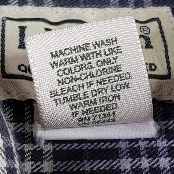 LL Bean Mens Button Down Flannel Shirt Blue Plaid Medium Long Sleeve Lodge - Picture 11 of 11